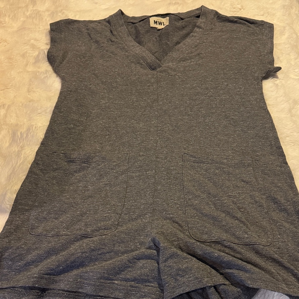Madewell Heather Gray V-Neck Romper - Picture 2 of 4